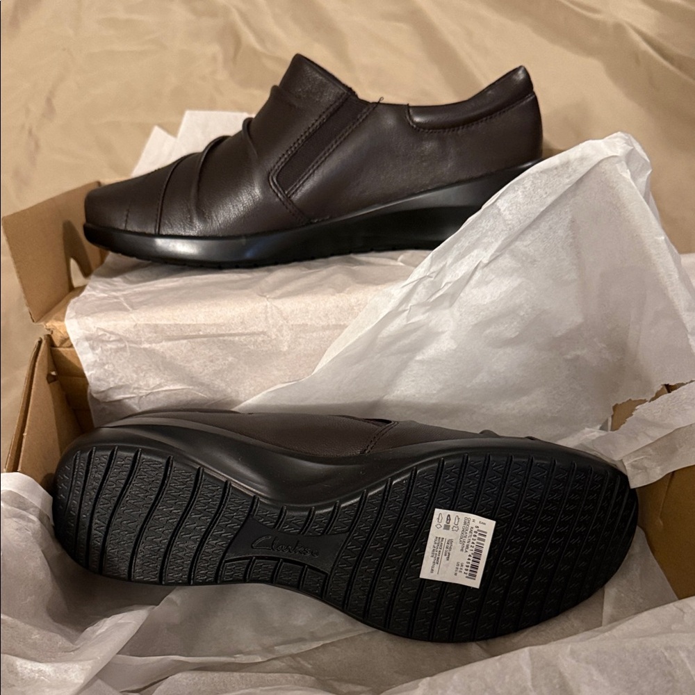 Clarks  Dark Brown Slip-On Loafers